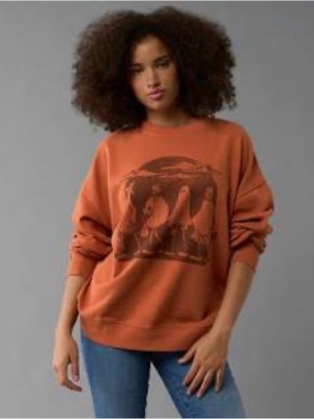 American Eagle Outfitters Orange Halloween Graphic Crewneck Sweatshirt - Picture 7 of 7